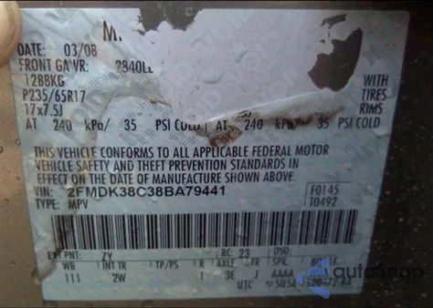 2008 Ford Edge Sel z USA, uszkodzony, nr VIN 2FMDK38C38BA79441